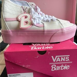 Vans Barbie Pink and White Sk8 stackform tapered shoes